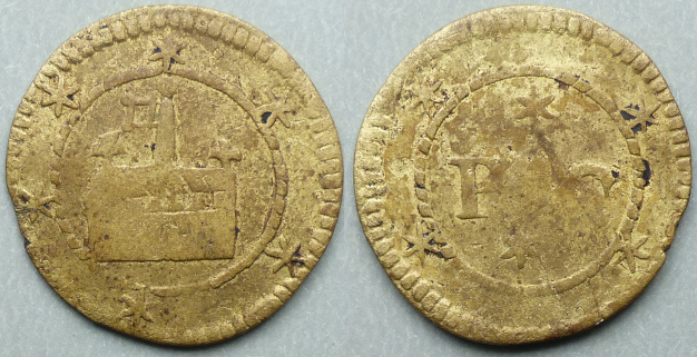 Uncertain, Old St. Pauls Cathedral? P C farthing